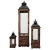 Laterne 3er Set  mit Schublade aus FSC Holz  mit Metalldach  Farbe: Braun