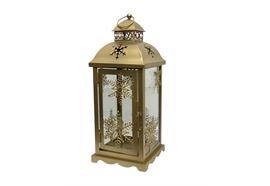 Laterne aus Metall  mit Glaseinsatz  Farbe: Gold  L:16cm B:16cm H:38cm