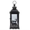 Laterne aus Metall  schwarz mit Hirsch Design  14 x 14 x 35cm