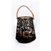Laterne Forest  aus Metall mit Kordel  schwarz gold  D26cm x H31cm