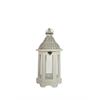 Laterne FSC aus Holz 6eckig mit  Metalldach H:40.5cm  Farbe: Weiss