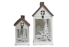 Laterne Haus 2er Set  FSC Holz  Rentier und Baum