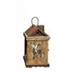 Laterne Haus  aus Holz mit Hirsch Design  mit Metalldach  Farbe: Braun