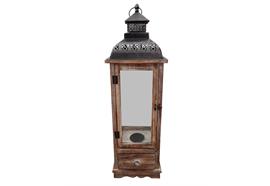 Laterne Holz mit Schublade  und Metalldach  Farbe: Braun  L:24.5cm B:24.5cm H:77cm