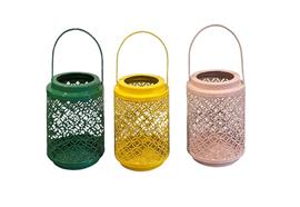 Laterne Kerzenhalter  aus Metall H16.5cm  mit orientalischem  Stanzmuster