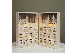 LED Adventskalender aus Holz  befüllbar weiss mit 8 LED  aufklappbar