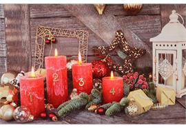 LED Bild aus Canvas Motiv: Advent rote Kerzen  4 LED
