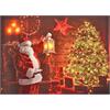 LED Bild aus Canvas Motiv: Santa Claus / Tannenbaum  5 LED + 40 Fibre Optic