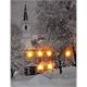 LED Bild aus Canvas  Motive: Winterlandschaft Kirche  6 LED