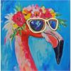 LED Bild Pop Art Flamingo  mit Neon Licht Brille