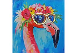 LED Bild Pop Art Flamingo  mit Neon Licht Brille
