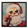 LED Bild Pop Art Santa  mit Neon Brille  mit Holzrahmen (MDF)