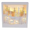 LED Deko Aufsteller Winterlandschaft Hirsche,18 LED H: 30cm  Grösse: 30x5x30cm, Holz weiss