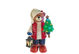 LED Deko Bär mit  Laterne und XMAS Baum  32cm x 50cm x 89cm  21 warm weisse LEDs