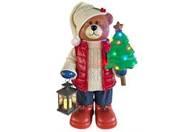 LED Deko Bär mit  Laterne und XMAS Baum  40cm x 57cm x 110cm  21 warm weisse LEDs