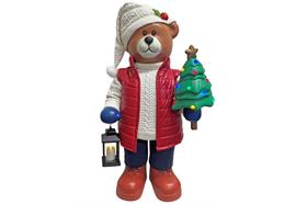 LED Deko Bär mit  Laterne und XMAS Baum  40cm x 57cm x 110cm  21 warm weisse LEDs