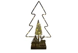 LED Deko Baum 26LEDs  mit Hirsch und Baum  aus Metall H35cm