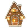 LED Deko Lebkuchenhaus braun mit bunten Verzierungen  H41cm  4 LED