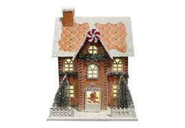 LED Deko Lebkuchenhaus braun  mit bunten Verzierungen