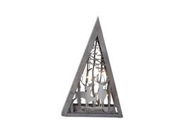 LED Diorama Pyramide- Holz- Hirsch Design  10 LED - H: 39.5cm  B:24.9cm T:5.9cm