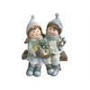 LED Figur Kinder auf Bank  3 warm weisse LED  11 x 17.5 x 22cm