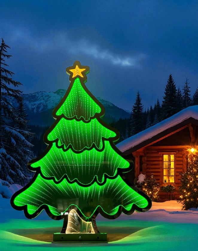 LED Figur Tannenbaum mit Infinity Effekt Outdoor, LED Weihnachtsdeko Aussen