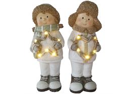 LED Figuren Junge Mädchen 2sort.  aus Polyresin H:36cm  Mädchen 6 LED / Junge 5 LED