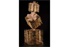 LED Geschenkbox gold Outdoor  aus Metall mit 2080LED Micro Light  goldige PET Streifen