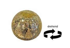 LED Glas Crackle Gold  Kugel drehend  mit 15 LED D15cm  Motive Tannenbäume