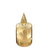 LED Glas Deko  als Kerze transparent gold  mit 10 LED  Sternenmotive 3D