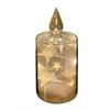 LED Glas Deko  Kerze transparent gold  mit 12 LED  Sternenmotive 3D