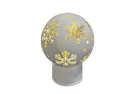 LED Glas Deko  Kugel silber mit Rotation  mit 15 LED  Schneeflocken Motive