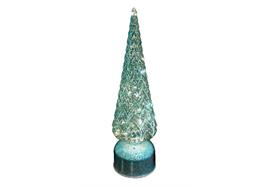 LED Glas DekoTannenbaum  rotierend türkis,  transparent  mit 20 LED