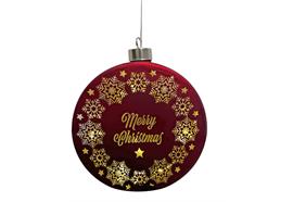 LED Glas Hänger rot  Merry Christmas  mit 15 LED  Tube Batteriefach