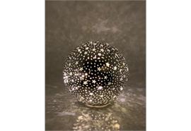 LED Glas Kugel mit 15 LED  Motive: Sterne  Farbe: Silber  D:15cm H:15cm