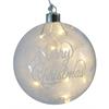 LED Glas Kugel Ornament mit  12 LED Inhalt Federn  D:12cm