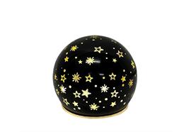 LED Glas Kugel schwarz  mit 10 LED D:10cm  Motiv: Sterne