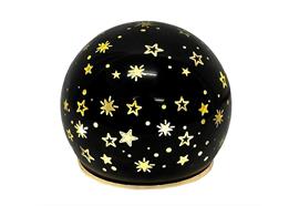 LED Glas Kugel schwarz  mit 15 LED D:12cm  Motiv: Sterne