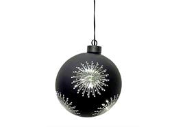 LED Glas Kugel  schwarz mit Sternen  mit 10 LED D12cm