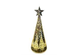 LED Glas Tannenbaum  Goldfarbig  Stern auf der Spitze 10 LED  Motiv Tannenbaum