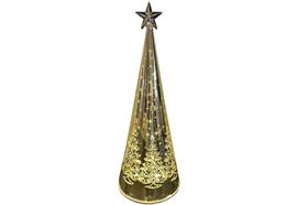 LED Glas Tannenbaum  Goldfarbig  Stern auf der Spitze 20 LED  Motiv Tannenbaum