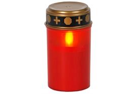 LED Grabkerze rot  Kunststoff  D 7.2cm x H12cm  12 St im Display