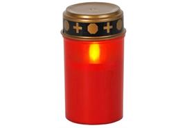 LED Grabkerze rot mit  Dämmerungsschalter (Sensor)  D 7.3cm x H12cm  12 St im Display