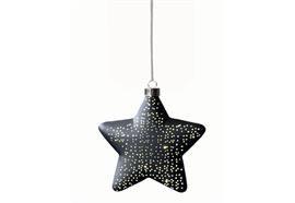 LED Hänger als Stern  aus Glas schwarz 15 LED  5.3 x 15 x 15cm