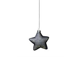 LED Hänger alsStern  aus Glas schwarz 10 LED  4.8 x 12 x 12cm