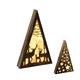 LED Holz-Pyramide m. Hirsch 10 LED  H:39cm Fired Brown Holz  m. Brown Fired Hirschen