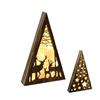 LED Holz-Pyramide mit 10 LED  Holz braun, angefeuert  H:39cm