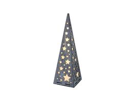 LED Holz-Pyramide mit 20 LED  Sternen Design  H:57cm