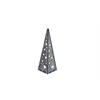 LED Holz Pyramide mit Sternen Design  10 LED-H:38cm  Antic White Holz m. Papier hinterlegt