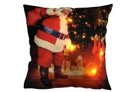 LED Kissen mit Reisverschluss 4 LED Motiv: Santa Claus  Grösse: 40cm x 40cm